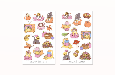 Herbst Katzen Sticker Set