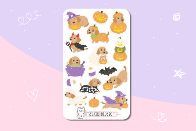 Halloween Dackel Stickerbogen