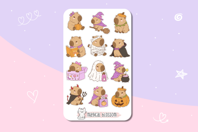 Halloween Capybara Stickerbogen