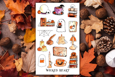 Halloween Bücher Stickerbogen