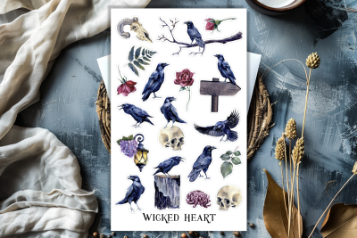 Raben und Krähen Stickerbogen