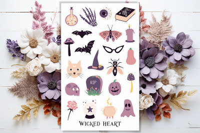 Lila Hexe Stickerbogen