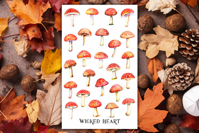 Pilze Stickerbogen