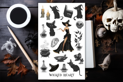 Hexe Stickerbogen